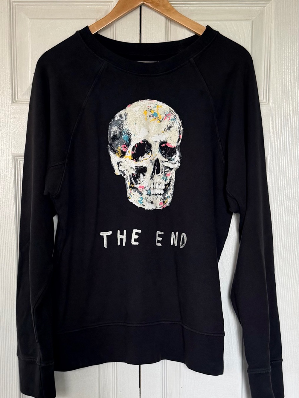 Imogene + Willie The End Skull Graphic Sweatshirt XL Black